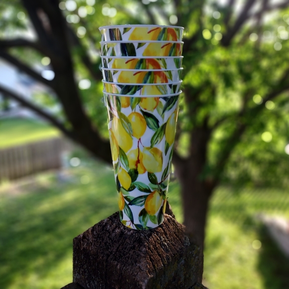 Set of 6 Tuscan Lemon Kitchen Drinkware Tumblers Perfect for Indoor/Outdoor Use! - Picture 3 of 8